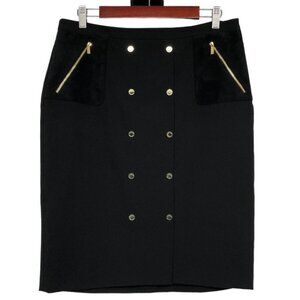 Calvin Klein Black Gold buttoned Knee Length Pencil Skirt size 12